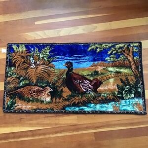 Vintage Pheasant Tapestry Wall Hanging Made in Lebanon